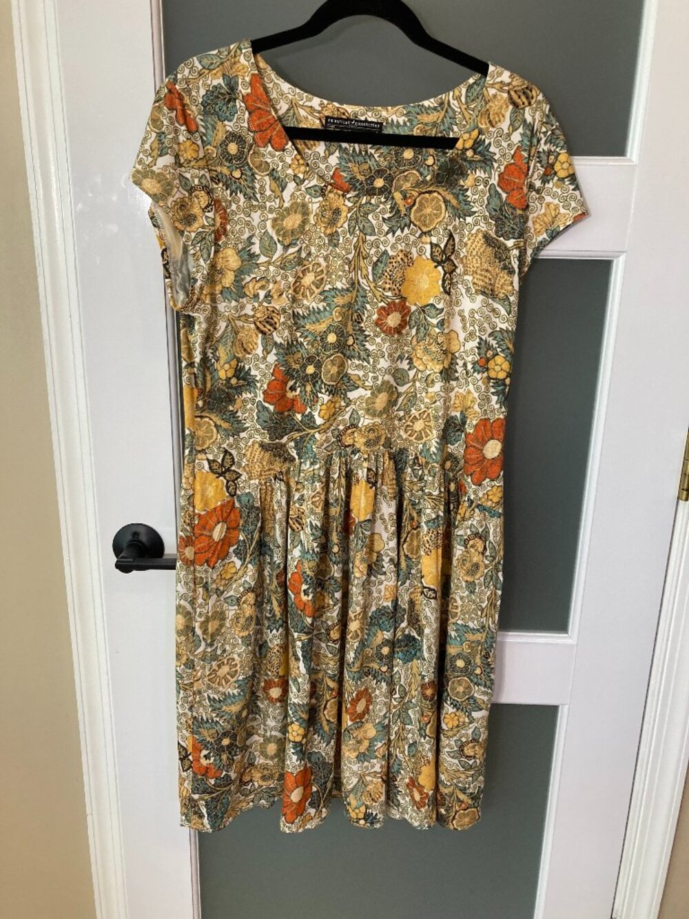 Peruvian Connection Aguirre Botanical Floral Print Dress Boho Midi - Large